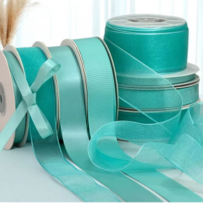 Double Faced Double-Sided Eco-Friendly Oeko-Tex Certified Satin Sheer Organza Silk Ribbon Streamer Light Green Luxury Fashion